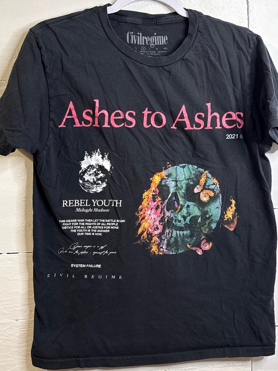 Civil Regime Tops - Civil Regime Black 'Ashes to Ashes' Graphic Tee - Pink Accents